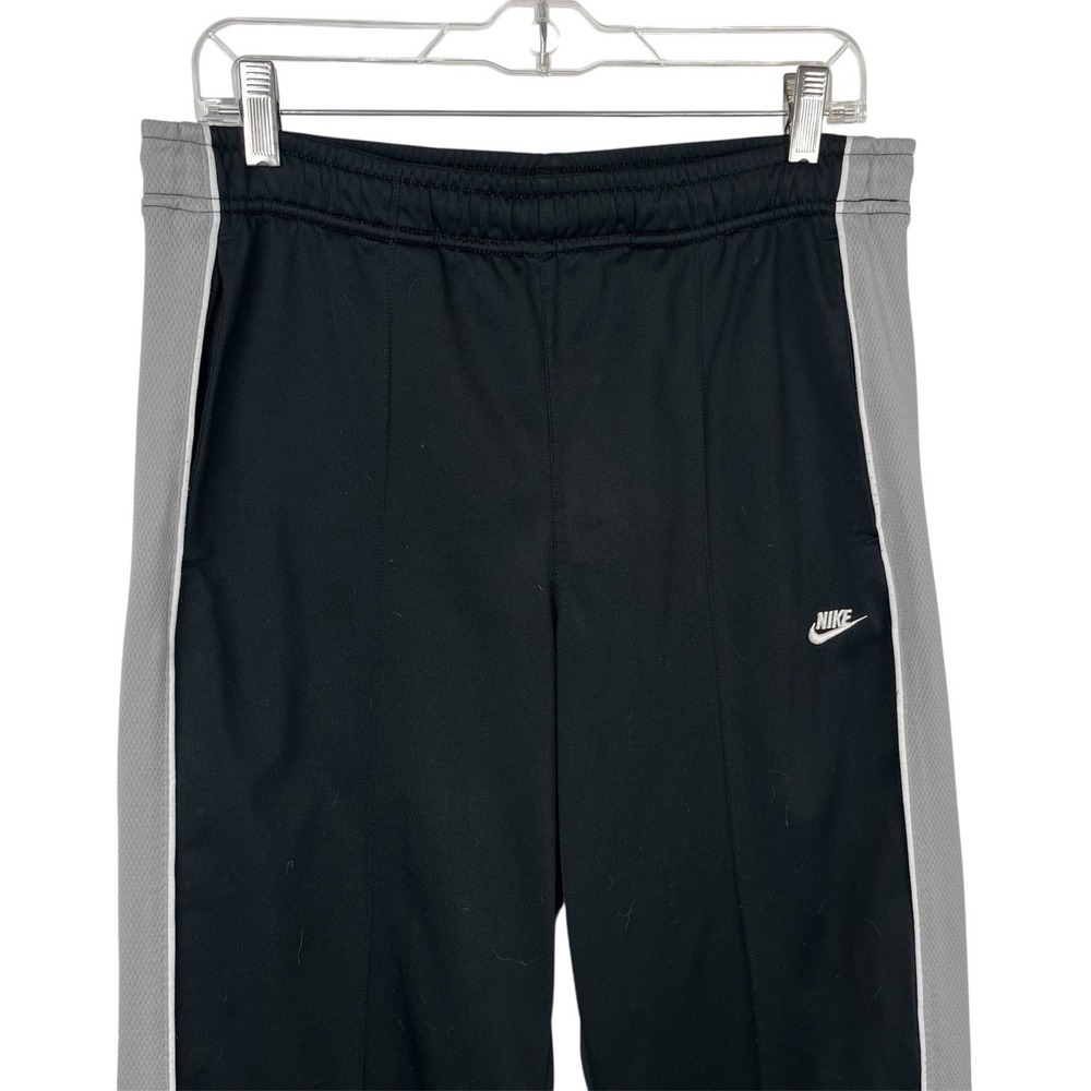 NIKE Vintage Track Basketball Pants Black Gray Stripe Logo Ankle Zip Mens Size M